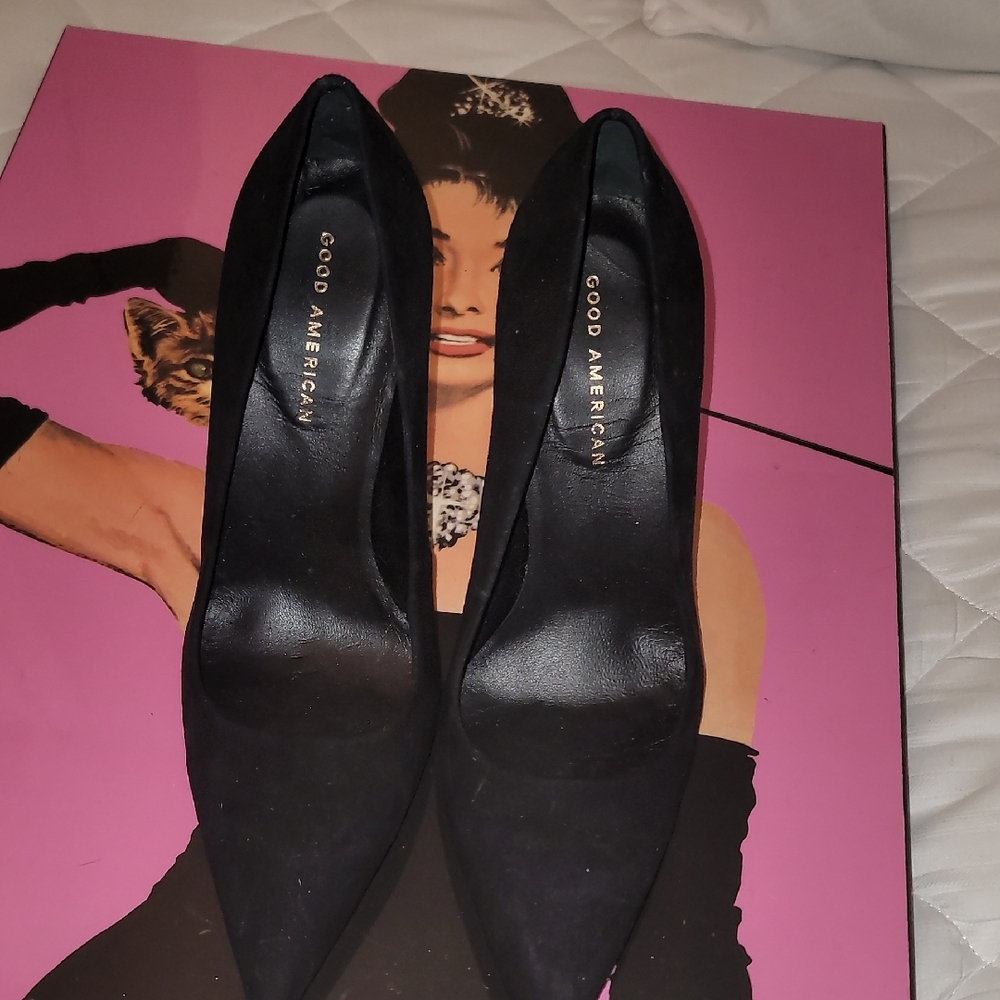 Good American Black Stiletto Heels Classic Design - Picture 4 of 7